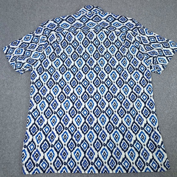 Tommy Bahama Ikat 100% Silk Continental Button Up Geometrical Shirt Men's Large - Picture 3 of 5